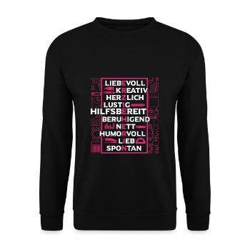 Erzieher Erzieherin Kindergarten Geschenk Abschied - Unisex Pullover - Schwarz - Vorne - Alina (178cm) & Michal (187cm)