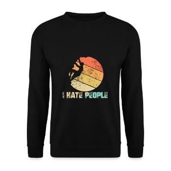 Je déteste les gens de l'escalade de bloc vintage en plein air - Sweat-shirt Unisexe - noir - Devant - Alina (178cm) & Michal (187cm)