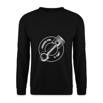 Fridays for 2-Takt cooles Moped Roller Zweitakter - Unisex Pullover - Schwarz - Vorne - Alina (178cm) & Michal (187cm)