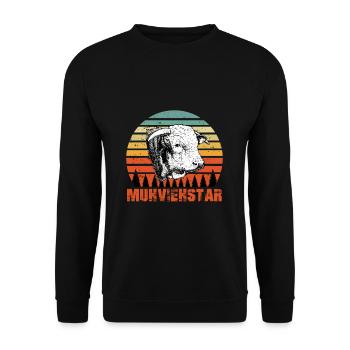 MUHVIEHSTAR Vintage - Unisex Pullover - Schwarz - Vorne - Alina (178cm) & Michal (187cm)
