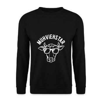 MUHVIEHSTAR Lustiges Landwirt Bauer Kühe Shirt - Unisex Pullover - Schwarz - Vorne - Alina (178cm) & Michal (187cm)