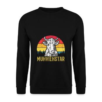 MUHVIEHSTAR Landwirt Bauer Kühe Geschenk Farmer - Unisex Pullover - Schwarz - Vorne - Alina (178cm) & Michal (187cm)