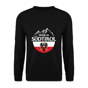 Made in Südtirol Berge Wappen Adler Österreich - Unisex Pullover - Schwarz - Vorne - Alina (178cm) & Michal (187cm)