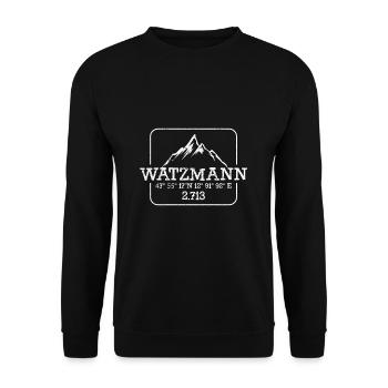 Watzmann 2713 meter Bayern Berchtesgaden Wandern - Unisex Pullover - Schwarz - Vorne - Alina (178cm) & Michal (187cm)