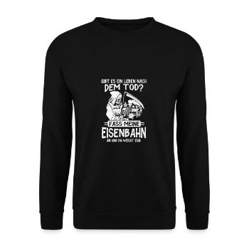Lustiges Modelleisenbahn Sammler Sprüche Shirt - Unisex Pullover - Schwarz - Vorne - Alina (178cm) & Michal (187cm)