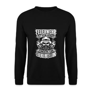 Feuerwehr Feuerwehrmann lustig Geschenk Geburtstag - Unisex Pullover - Schwarz - Vorne - Alina (178cm) & Michal (187cm)