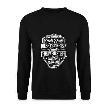 Feuerwehr Feuerwehrfrau lustig Geschenk Geburtstag - Unisex Pullover - Schwarz - Vorne - Alina (178cm) & Michal (187cm)