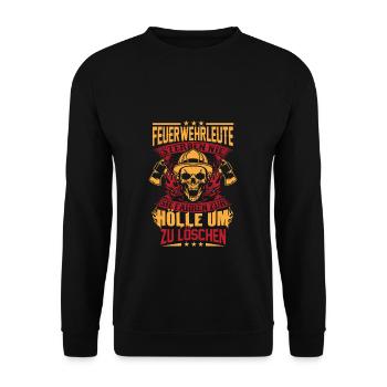 Feuerwehr Feuerwehrmann lustig Geschenk Geburtstag - Unisex Pullover - Schwarz - Vorne - Alina (178cm) & Michal (187cm)