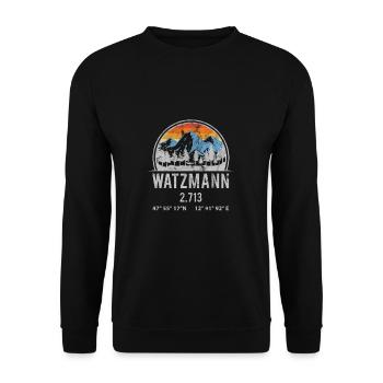 Watzmann 2713 Watzmann massif Bavaria Berchtesgaden - Unisex Sweatshirt - black - Front - Alina (178cm) & Michal (187cm)