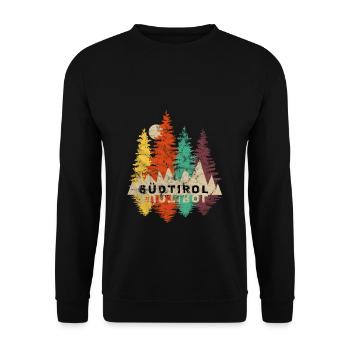 Südtirol Wälder Südtirol Wandern Natur Bergsteigen - Unisex Pullover - Schwarz - Vorne - Alina (178cm) & Michal (187cm)