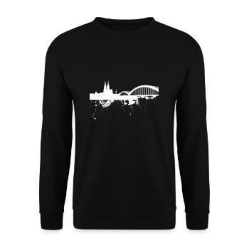 Köln Skyline Kölner Dom Deutzer Brücke Stadt Kölsc - Unisex Pullover - Schwarz - Vorne - Alina (178cm) & Michal (187cm)