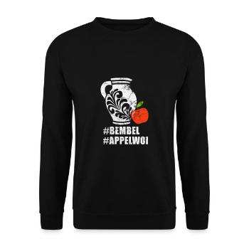 Hessischer Äppelwoi Bembel Lustiges Hessen - Unisex Pullover - Schwarz - Vorne - Alina (178cm) & Michal (187cm)