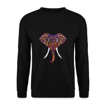 Elefant Elefanten Ganesha Chakra Tribal Yoga - Unisex Pullover - Schwarz - Vorne - Alina (178cm) & Michal (187cm)