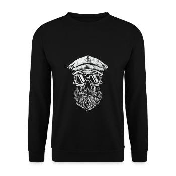 Kapitän Totenkopf Bart Segler Navigator Schiff - Unisex Pullover - Schwarz - Vorne - Alina (178cm) & Michal (187cm)