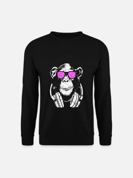 DJ singe avec un casque et des lunettes de soleil - Sweat-shirt Unisexe - noir