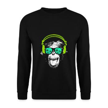 Monkey DJ with headphones and sunglasses gift - Unisex Sweatshirt - black - Front - Alina (178cm) & Michal (187cm)