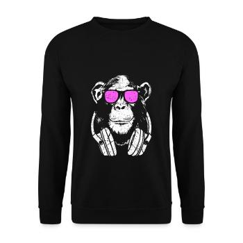 Affe DJ - Unisex Pullover - Schwarz - Vorne - Alina (178cm) & Michal (187cm)