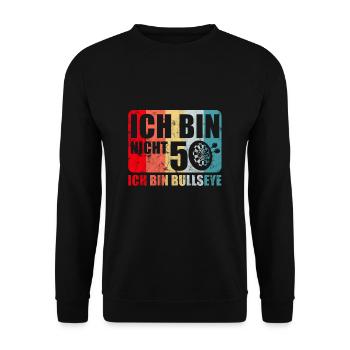 Dart 50. Geburtstag - Unisex Pullover - Schwarz - Vorne - Alina (178cm) & Michal (187cm)