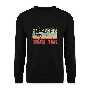 Fragen Känguru - Unisex Pullover - Schwarz - Vorne - Alina (178cm) & Michal (187cm)