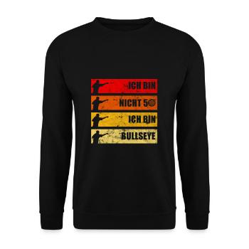 Bullseye Dart 50. Geburtstag - Unisex Pullover - Schwarz - Vorne - Alina (178cm) & Michal (187cm)