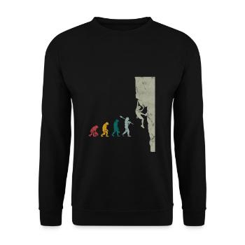 Bouldern Evolution Vintage Bergsteigen Klettern - Unisex Pullover - Schwarz - Vorne - Alina (178cm) & Michal (187cm)