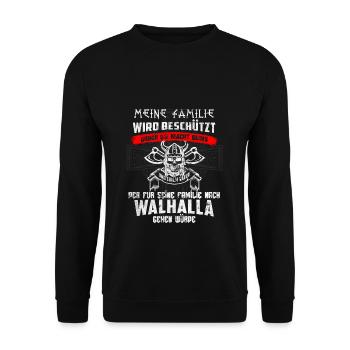 Die Macht Odins - Wikinger & Walhalla Vatertag - Unisex Pullover - Schwarz - Vorne - Alina (178cm) & Michal (187cm)
