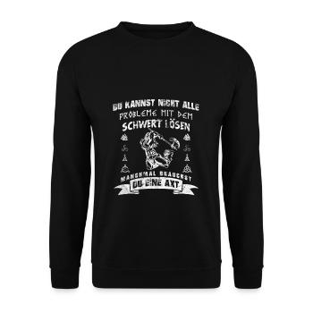 Wikinger Vikinger celtic nordische Mythology Axt S - Unisex Pullover - Schwarz - Vorne - Alina (178cm) & Michal (187cm)