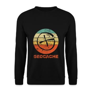 Geocaching Geocacher Geocache GPS Gift Vintage - Unisex Sweatshirt - black - Front - Alina (178cm) & Michal (187cm)