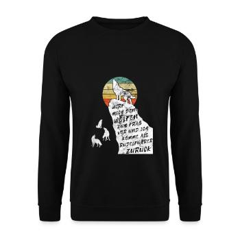 Wolf Spruch Rudelführer Vintage Geschenk Rudel - Unisex Pullover - Schwarz - Vorne - Alina (178cm) & Michal (187cm)