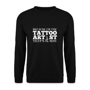 Tätowierer Lustiges Geschenk - Unisex Pullover - Schwarz - Vorne - Alina (178cm) & Michal (187cm)
