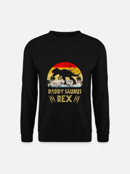 Daddy Saurus Rex Vatertag Papa Saurus Geschenk - Unisex Pullover - Schwarz