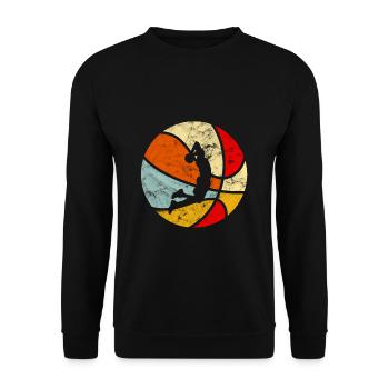 Vintage Retro Basketball - Unisex Pullover - Schwarz - Vorne - Alina (178cm) & Michal (187cm)