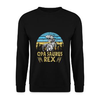 Opa Opasaurus Familie Vintage Retro Dinosaurier - Unisex Pullover - Schwarz - Vorne - Alina (178cm) & Michal (187cm)