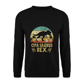 Opa Opasaurus Vatertag Vintage Retro Dinosaurier - Unisex Pullover - Schwarz - Vorne - Alina (178cm) & Michal (187cm)