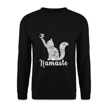 Cat Yoga Namaste OM Cat yoga drôle - Sweat-shirt Unisexe - noir - Devant - Alina (178cm) & Michal (187cm)