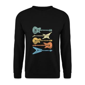 Gitarren Rocks Retro Bunt guitarist Musiker Gitarr - Unisex Pullover - Schwarz - Vorne - Alina (178cm) & Michal (187cm)