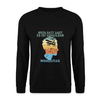 Modellflug Sport Arzt sagt unheilbar Vintage - Unisex Pullover - Schwarz - Vorne - Alina (178cm) & Michal (187cm)