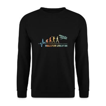 Modellflug Sport Evolution Pilot Flugzeug Vintage - Unisex Pullover - Schwarz - Vorne - Alina (178cm) & Michal (187cm)