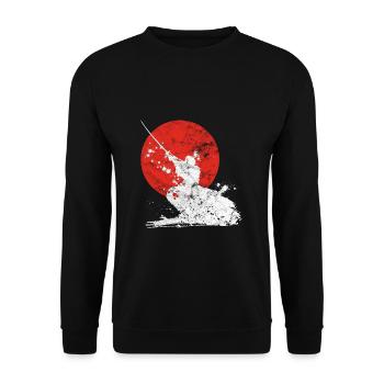 Japanese samurai warrior retro japan sun - Unisex Sweatshirt - black - Front - Alina (178cm) & Michal (187cm)