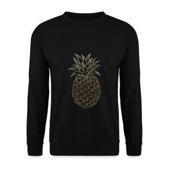 Ananas Hipster Vintage Hawaii - Unisex Pullover - Schwarz - Vorne - Alina (178cm) & Michal (187cm)