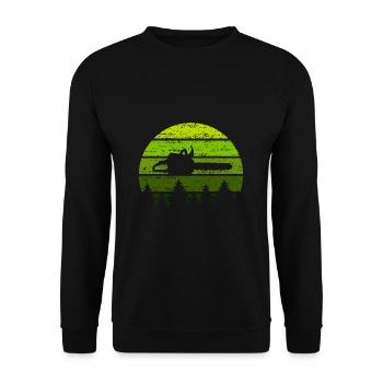 Scie à chaîne Sunset Retro Forest Wood Lumberjack Forest - Sweat-shirt Unisexe - noir - Devant - Alina (178cm) & Michal (187cm)