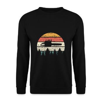 Forêt de tronçonneuse bois coucher de soleil rétro forêt de bûcheron - Sweat-shirt Unisexe - noir - Devant - Alina (178cm) & Michal (187cm)