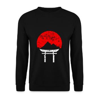 JAPAN TORII Sun Gate Japanese Gate Gift - Unisex Sweatshirt - black - Front - Alina (178cm) & Michal (187cm)
