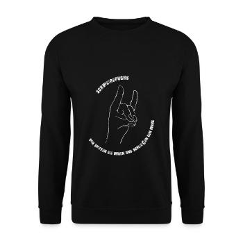 SCHWEIGEFUCHS Kinder Lehrerin Fuchs Spruch Neu - Unisex Pullover - Schwarz - Vorne - Alina (178cm) & Michal (187cm)