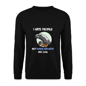 I Hate People Honey Badger honey badger - Unisex Sweatshirt - black - Front - Alina (178cm) & Michal (187cm)