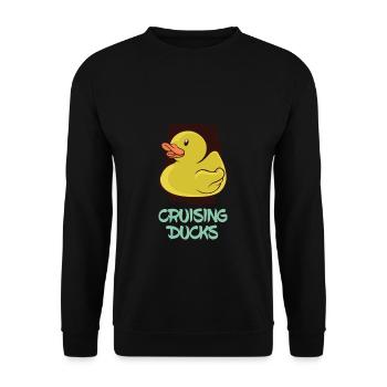 Cruising Ducks Funny Travel Rubber Duck - Unisex Sweatshirt - black - Front - Alina (178cm) & Michal (187cm)