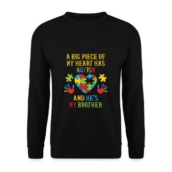 Morceau de mon cœur Frère Frère Autisme - Sweat-shirt Unisexe - noir - Devant - Alina (178cm) & Michal (187cm)