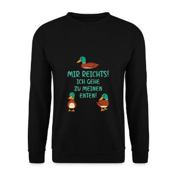 Mir Reichts Ich Geh Zu Meinen Enten - Unisex Pullover - Schwarz - Vorne - Alina (178cm) & Michal (187cm)
