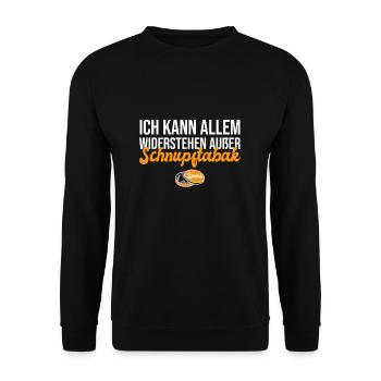 Schnupftabak Geschenk - Unisex Pullover - Schwarz - Vorne - Alina (178cm) & Michal (187cm)