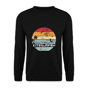 Vintage Kitesurf Kite Surfer Kitesurf Kiteboa - Sweat-shirt Unisexe - noir - Devant - Alina (178cm) & Michal (187cm)